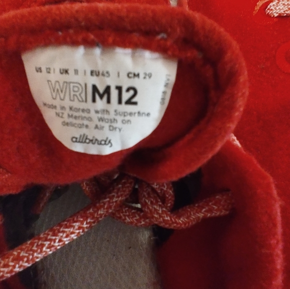 Allbirds Size 12 Men's Red Wool Runners - Picture 3 of 11